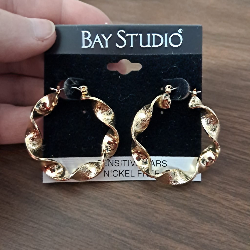 Bay Studio Gold Tone Twisted Hoop Earrings Hypoallergenic